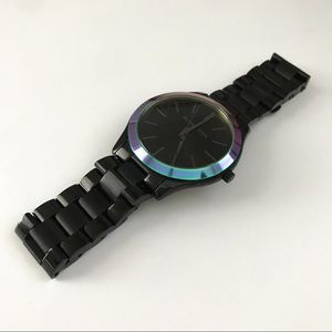 Michael Kors black and iridescent watch.